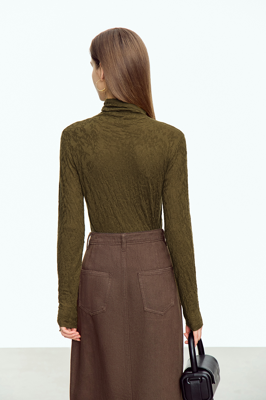 Slouchy High Neck Slim Sweater|AMII-AMII.com