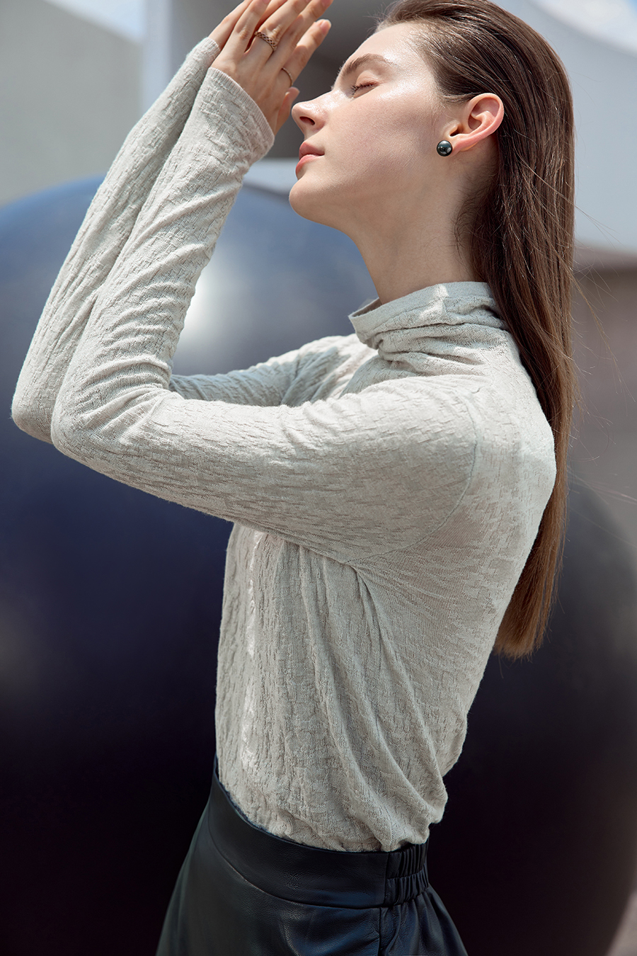 Slouchy High Neck Slim Sweater|AMII-AMII.com