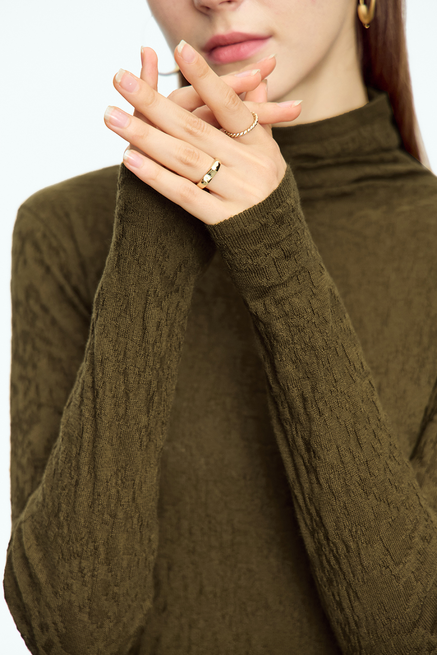 Slouchy High Neck Slim Sweater|AMII-AMII.com