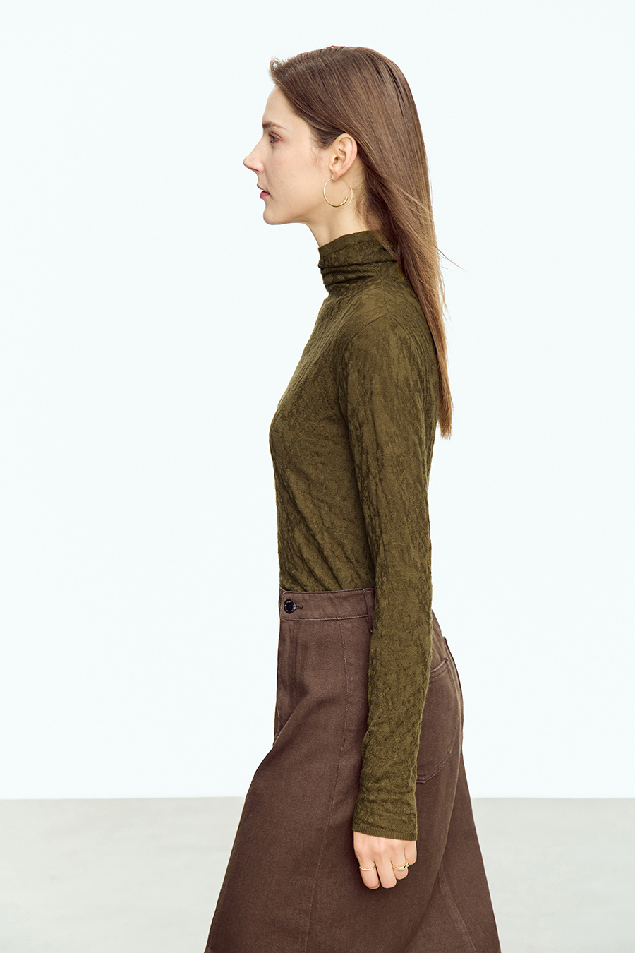 Slouchy High Neck Slim Sweater|AMII-AMII.com