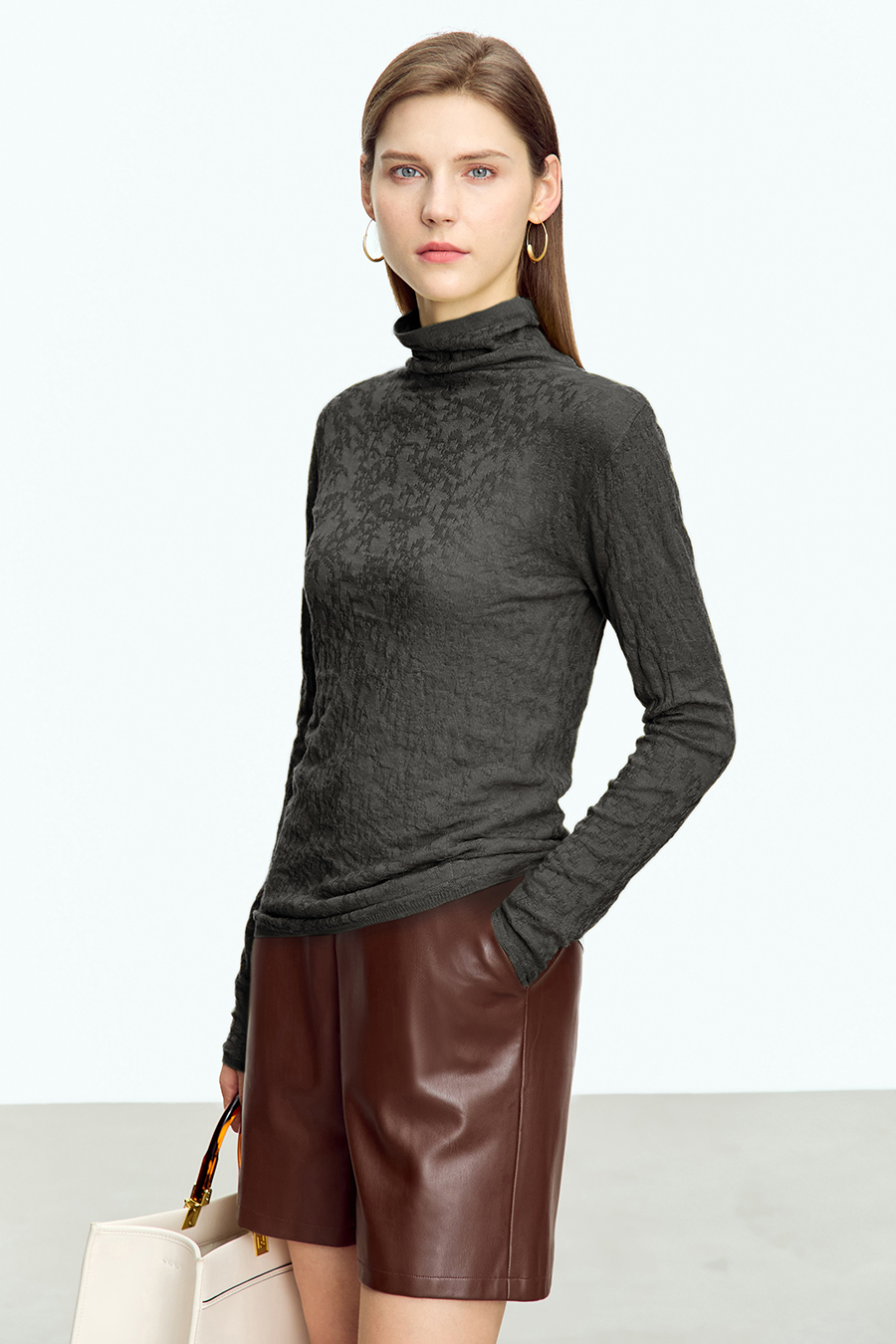 Slouchy High Neck Slim Sweater|AMII-AMII.com