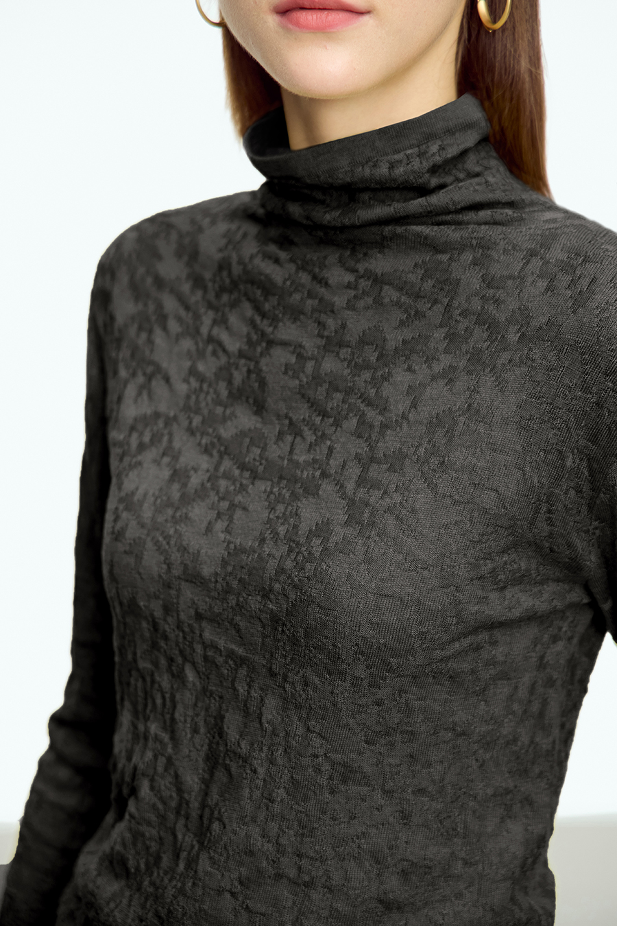 Slouchy High Neck Slim Sweater|AMII-AMII.com