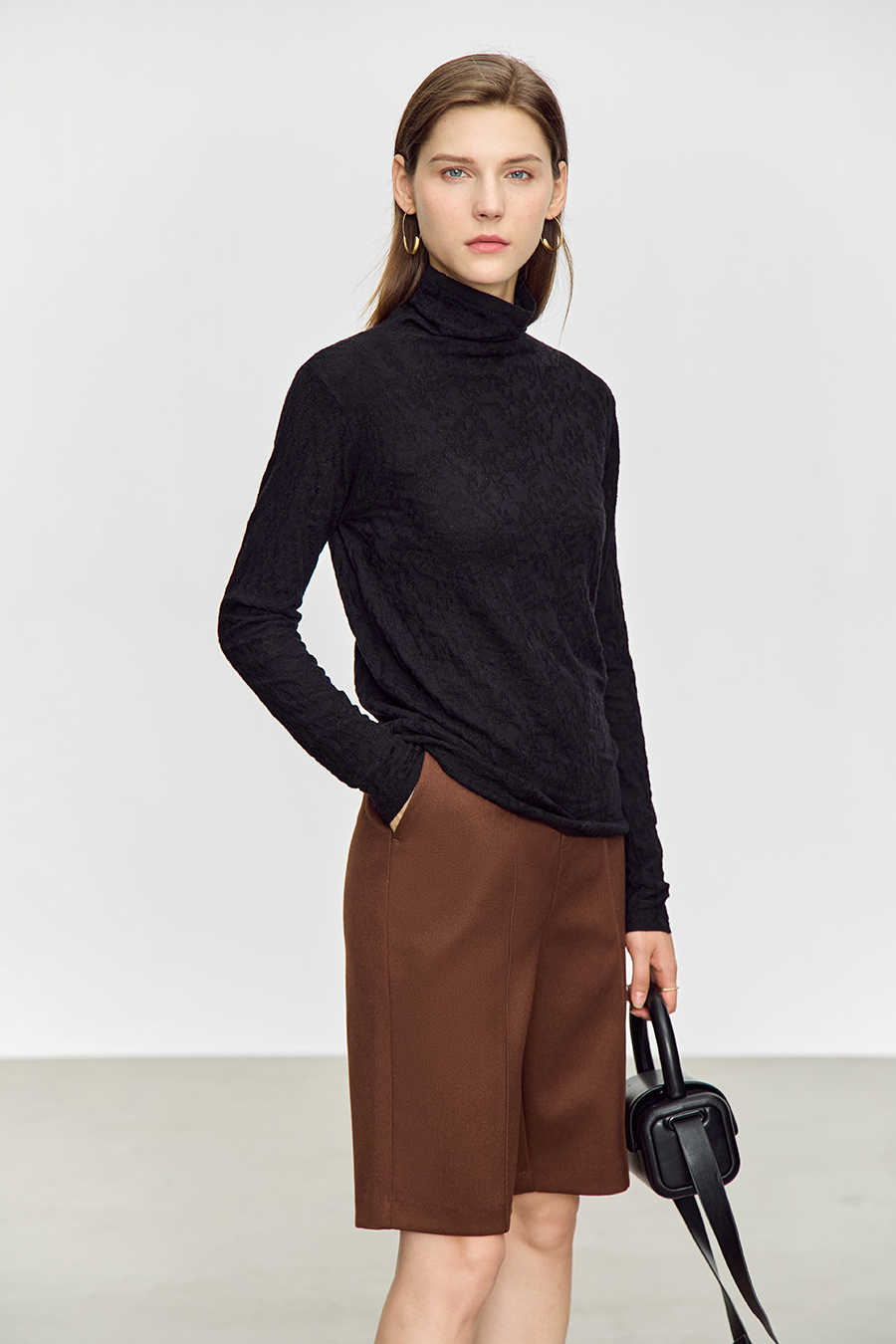 Slouchy High Neck Slim Sweater|AMII-AMII.com
