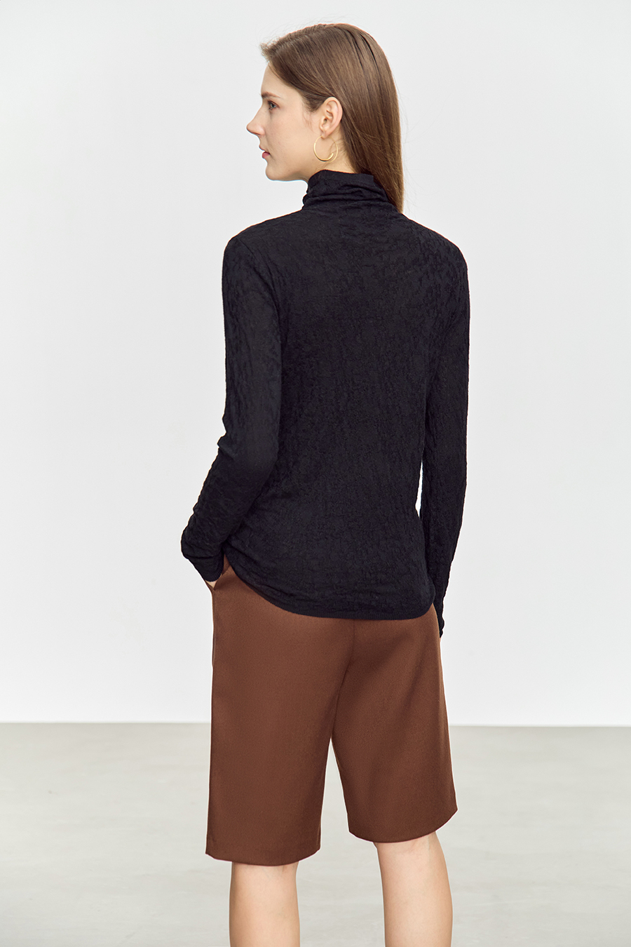 Slouchy High Neck Slim Sweater|AMII-AMII.com