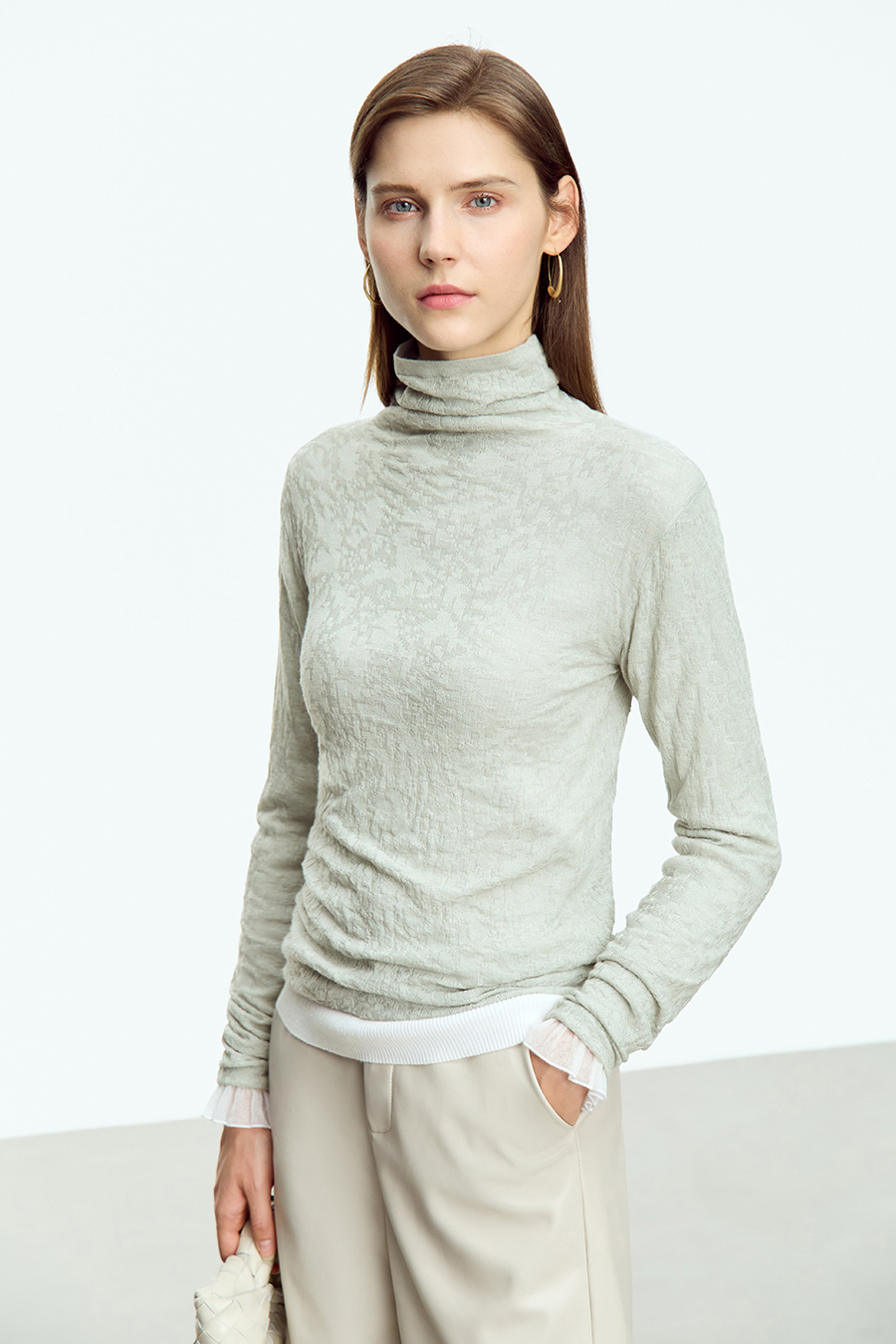 Slouchy High Neck Slim Sweater|AMII-AMII.com