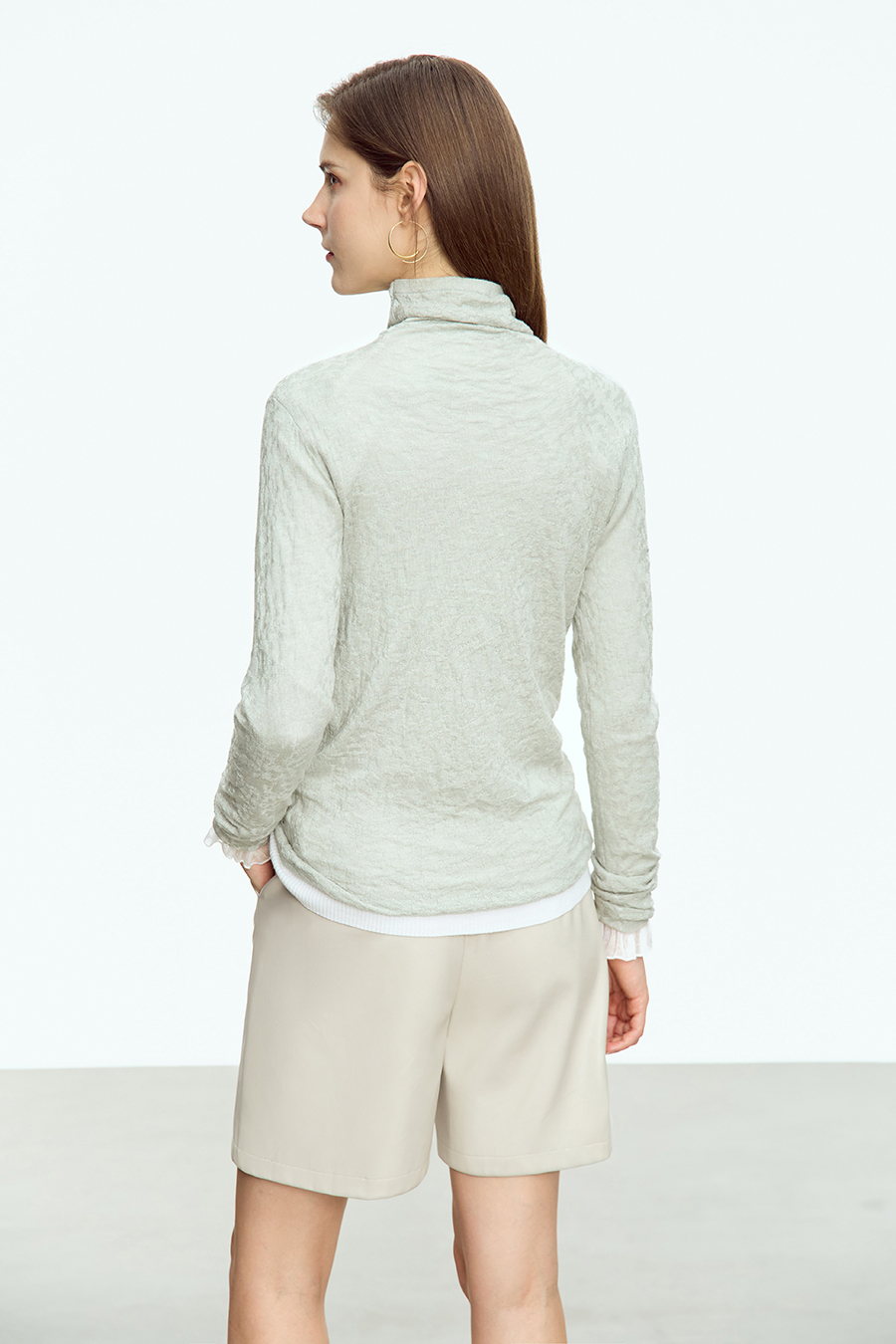 Slouchy High Neck Slim Sweater|AMII-AMII.com