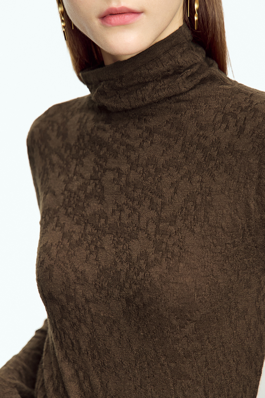 Slouchy High Neck Slim Sweater|AMII-AMII.com