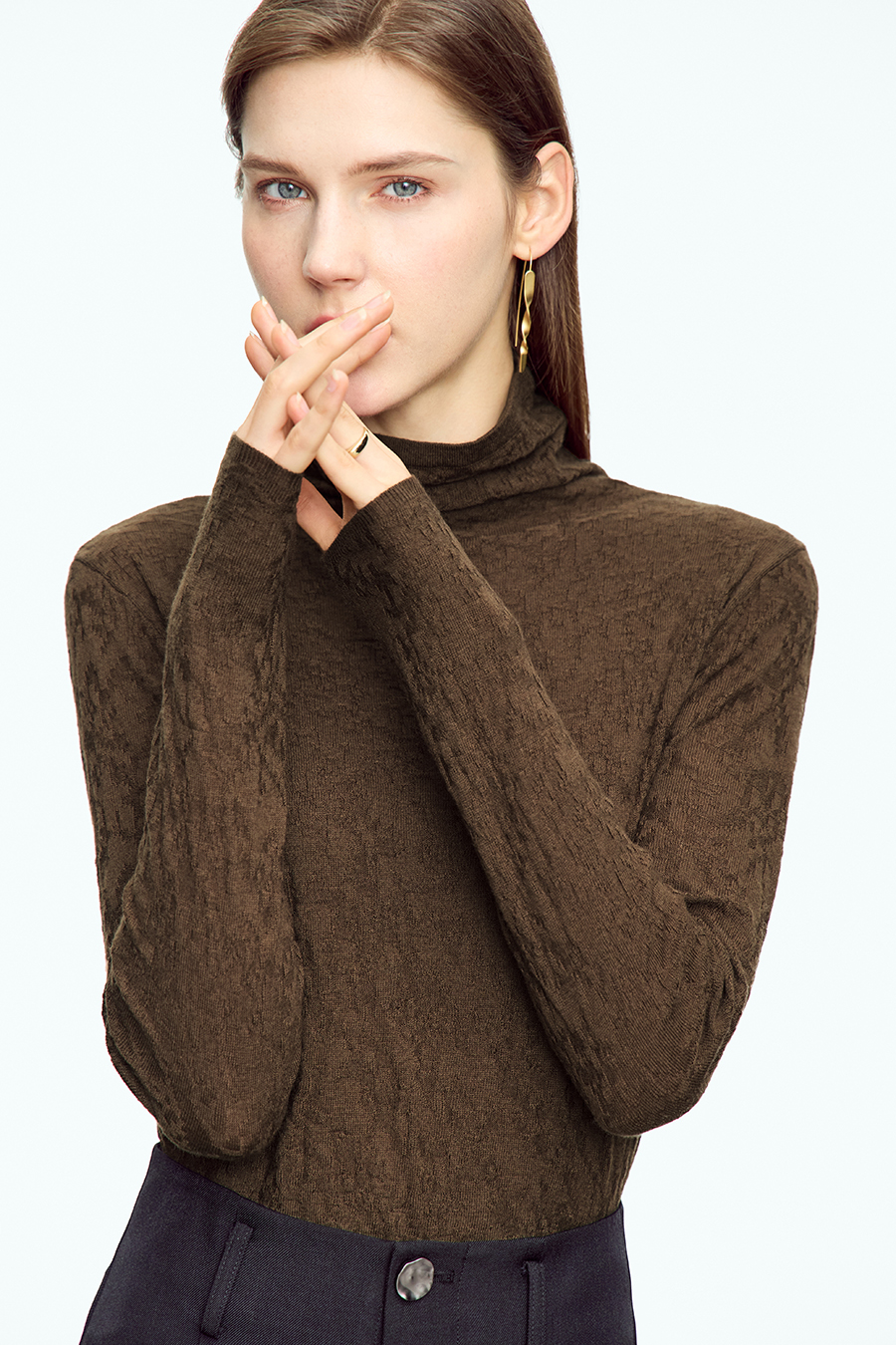 Slouchy High Neck Slim Sweater|AMII-AMII.com