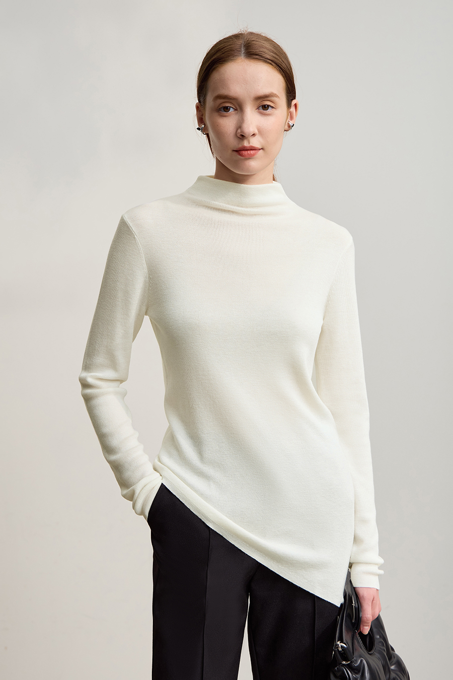 Turtleneck Asymmetric Hem Sweater|AMII-AMII.com