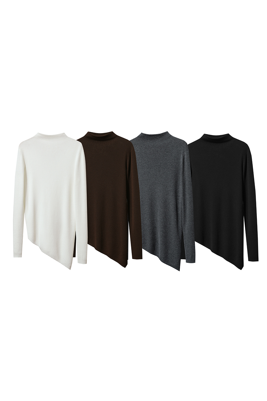 Turtleneck Asymmetric Hem Sweater|AMII-AMII.com