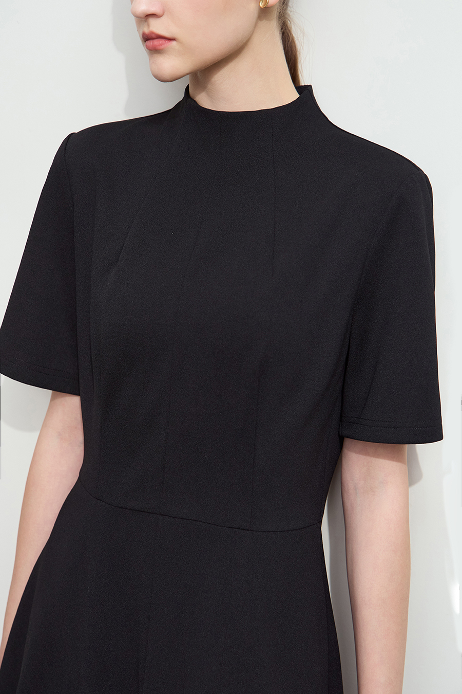 Stand Collar Waist Dress