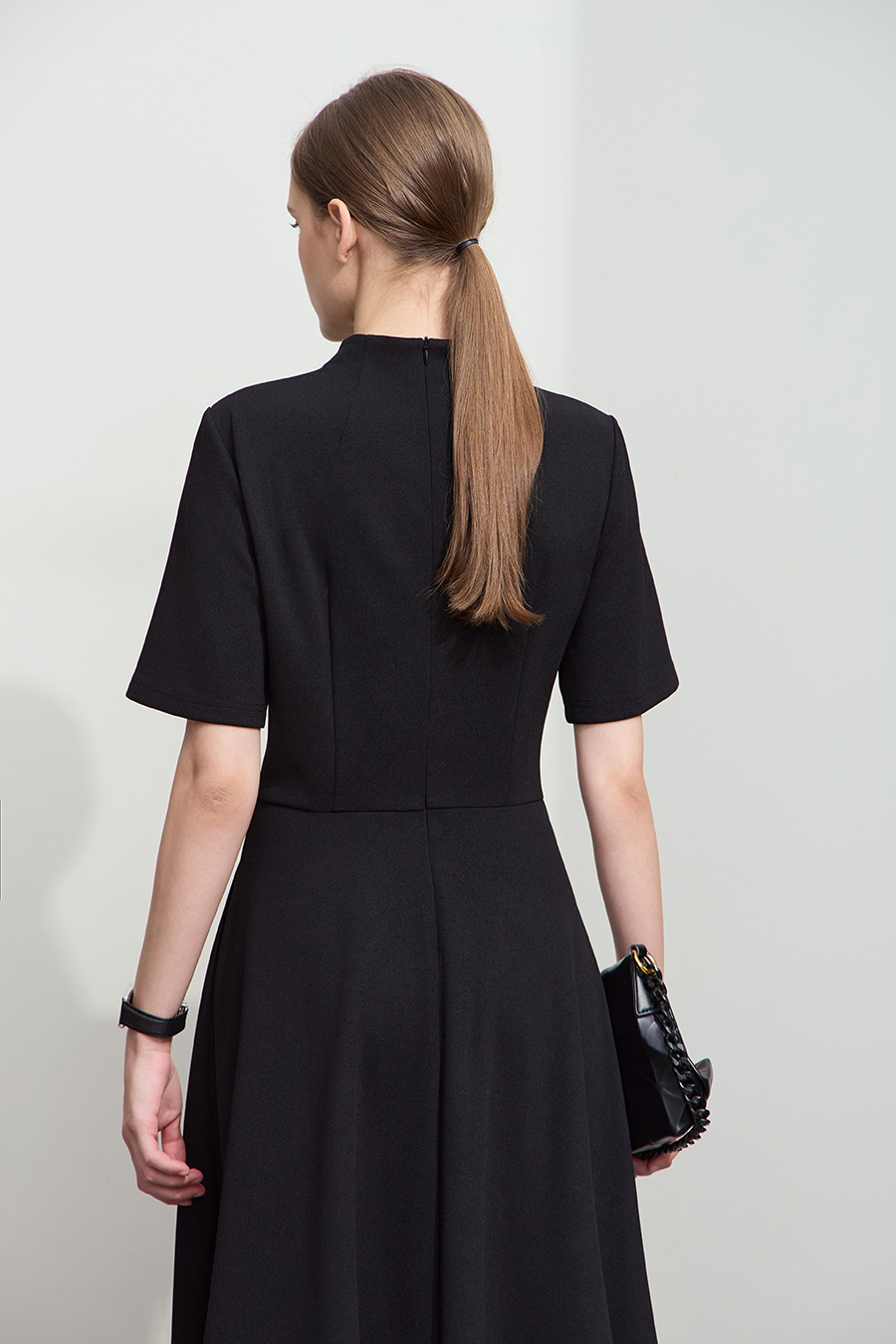 Stand Collar Waist Dress