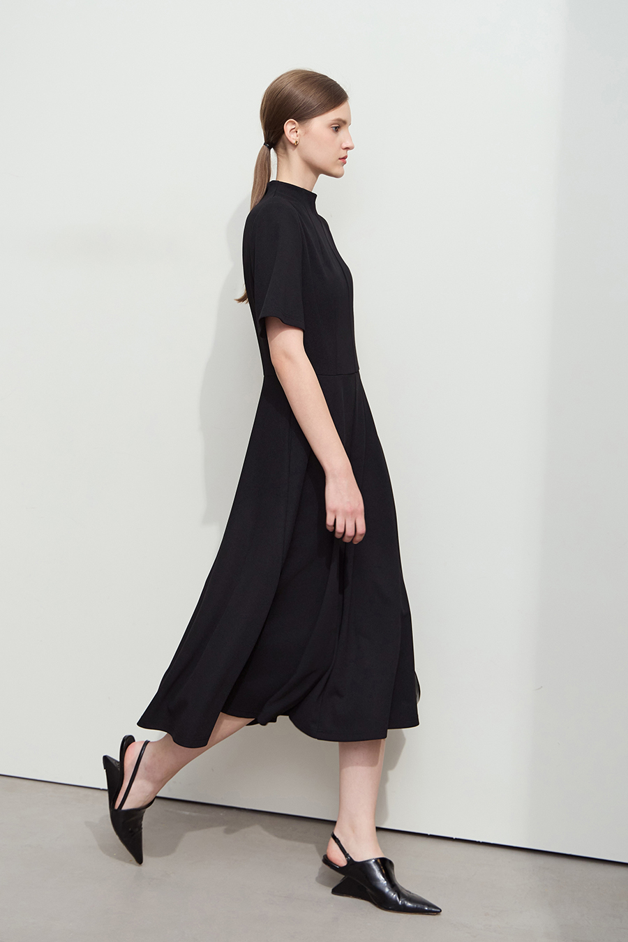 Stand Collar Waist Dress