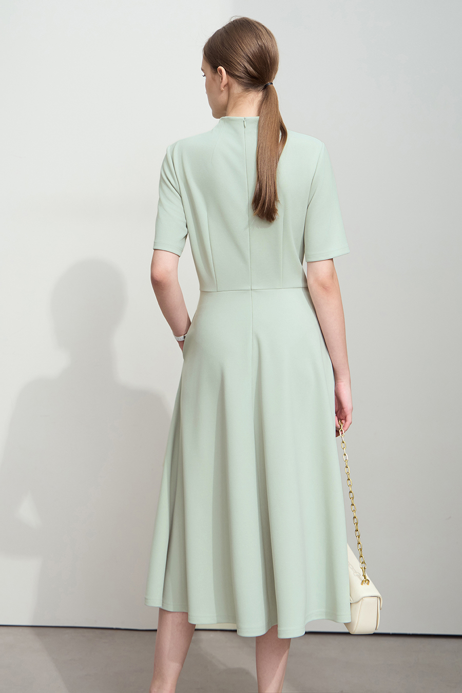 Stand Collar Waist Dress