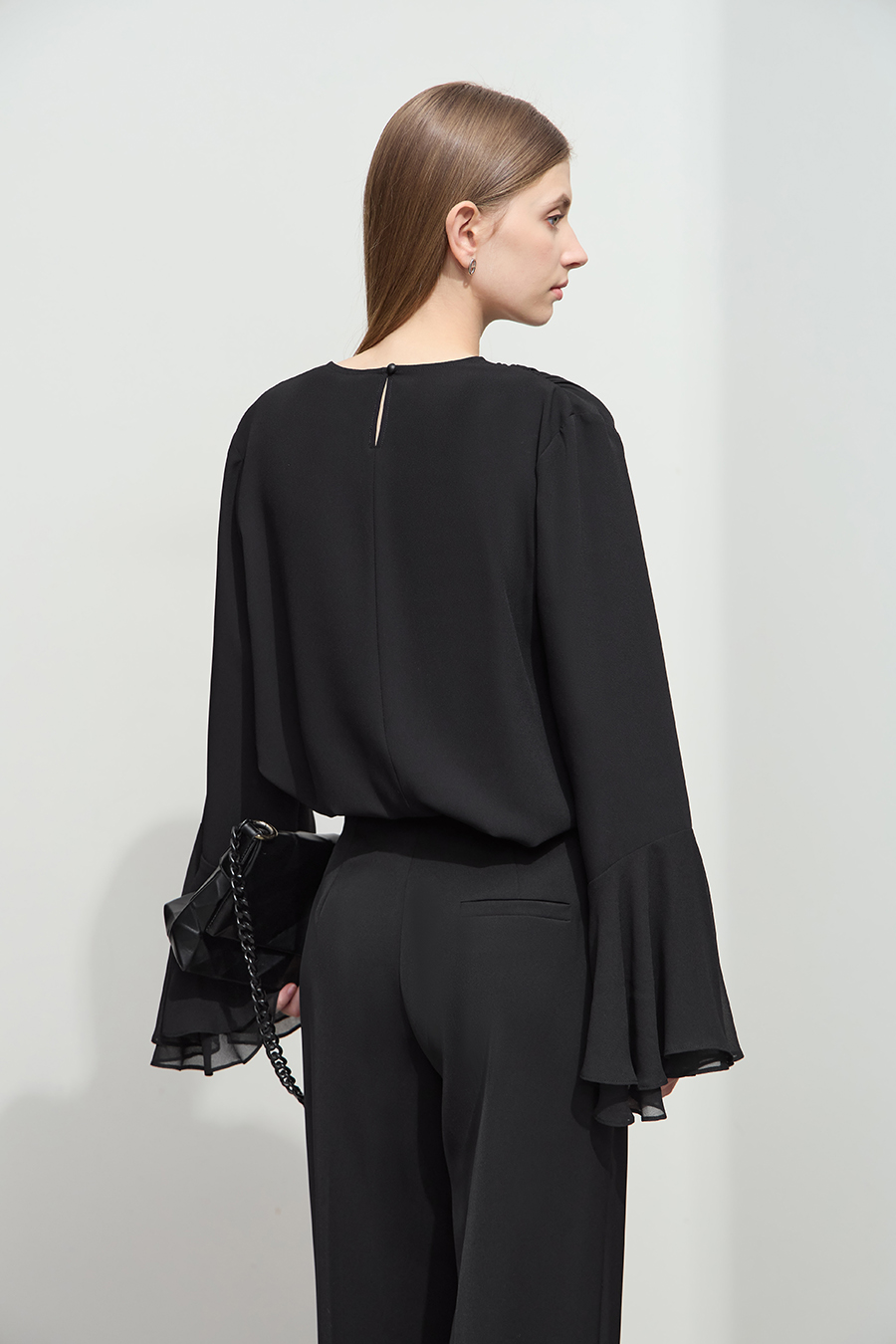 3D Floral Beaded Chiffon Blouse