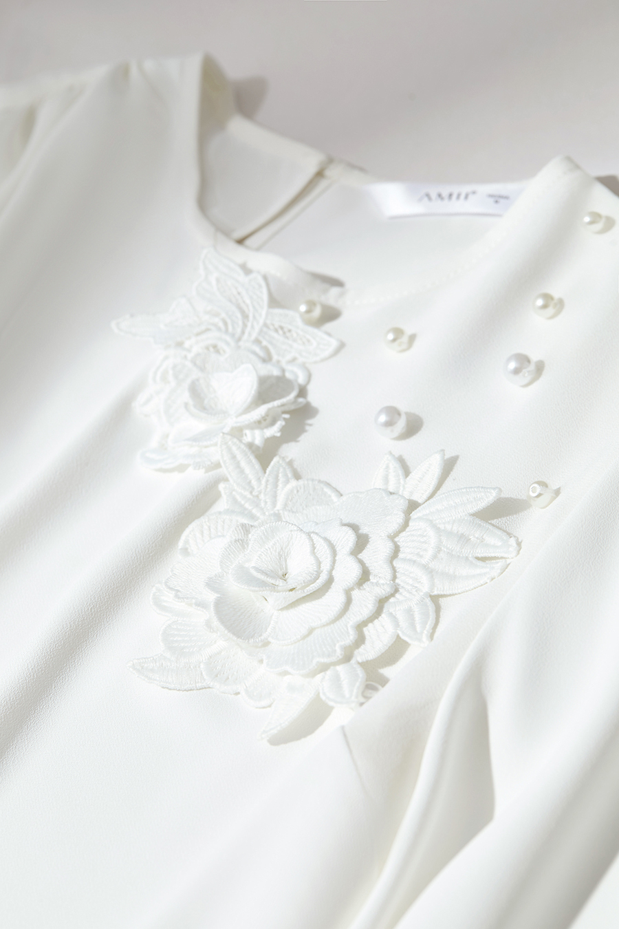 3D Floral Beaded Chiffon Blouse