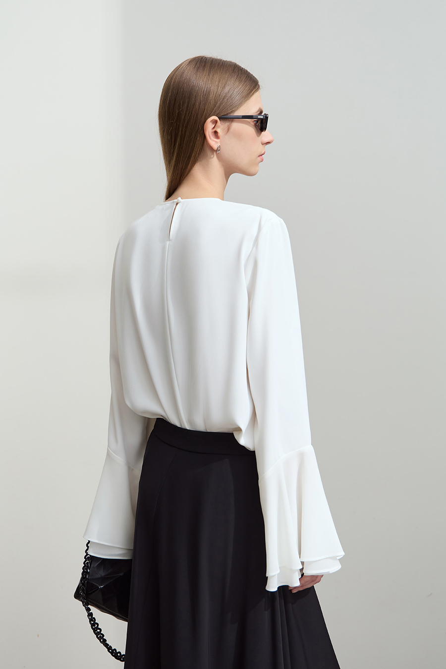 3D Floral Beaded Chiffon Blouse