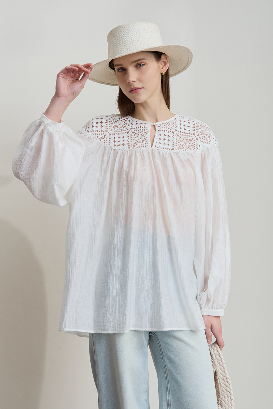 Crochet Lace Chiffon Blouse