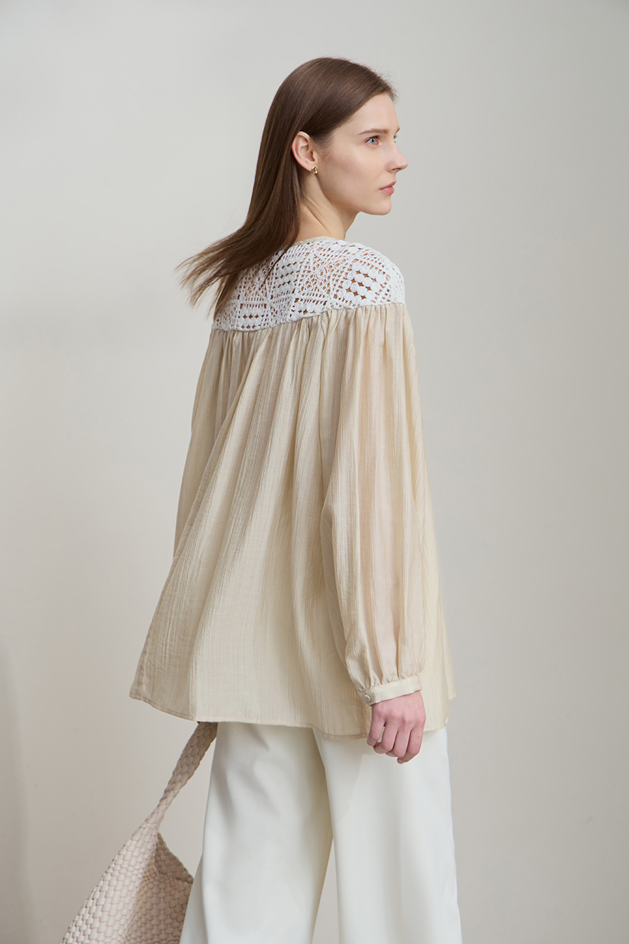 Crochet Lace Chiffon Blouse