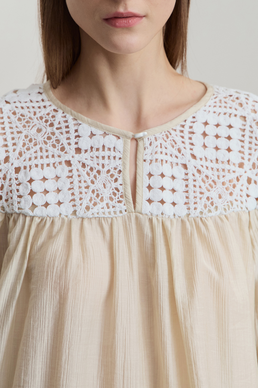 Crochet Lace Chiffon Blouse