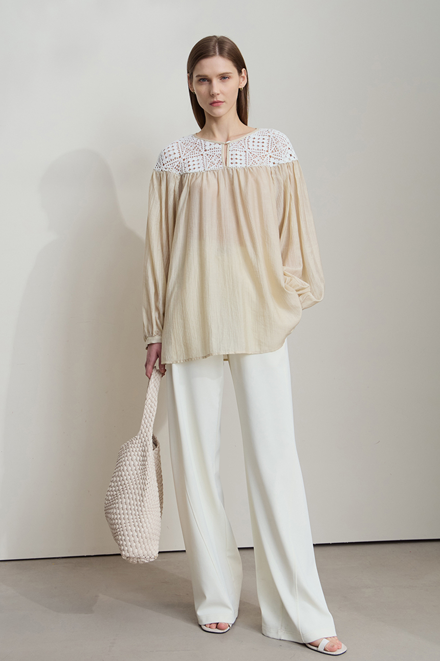 Crochet Lace Chiffon Blouse