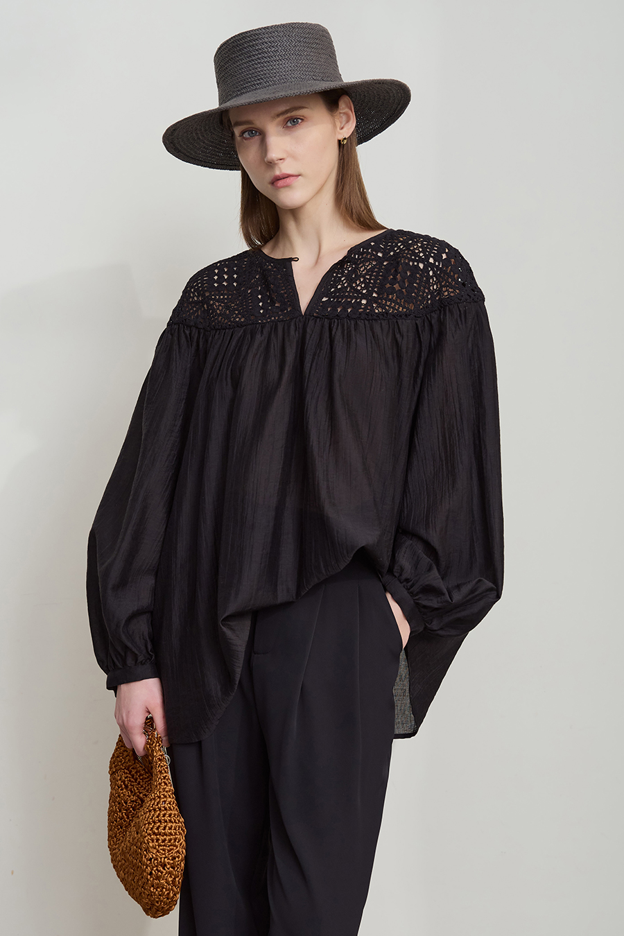 Crochet Lace Chiffon Blouse