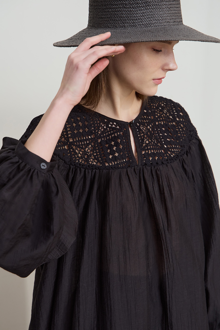 Crochet Lace Chiffon Blouse