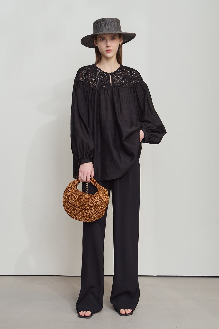 Crochet Lace Chiffon Blouse