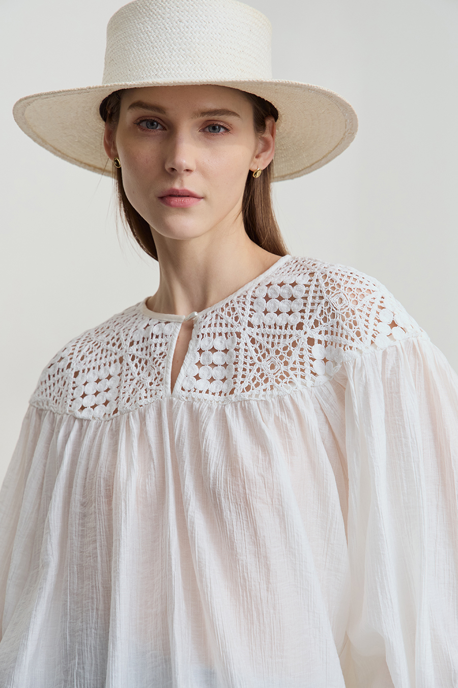 Crochet Lace Chiffon Blouse