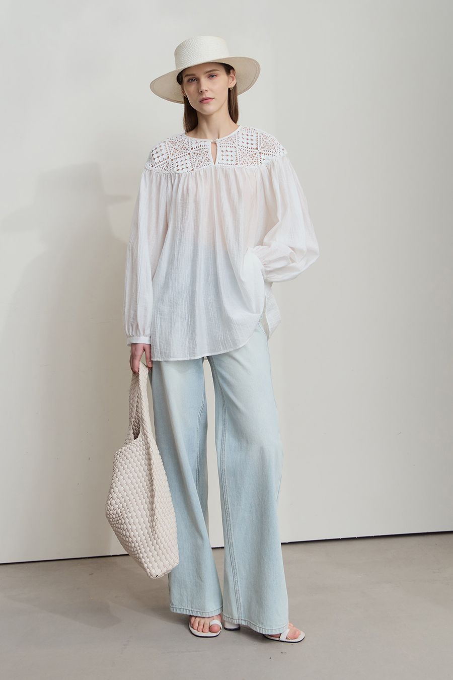 Crochet Lace Chiffon Blouse