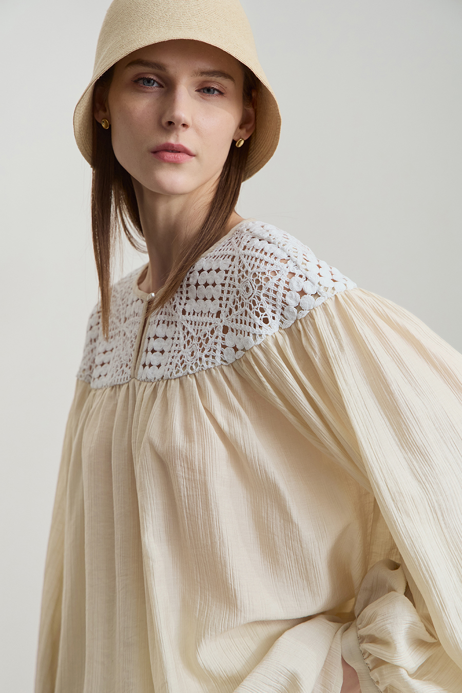 Crochet Lace Chiffon Blouse