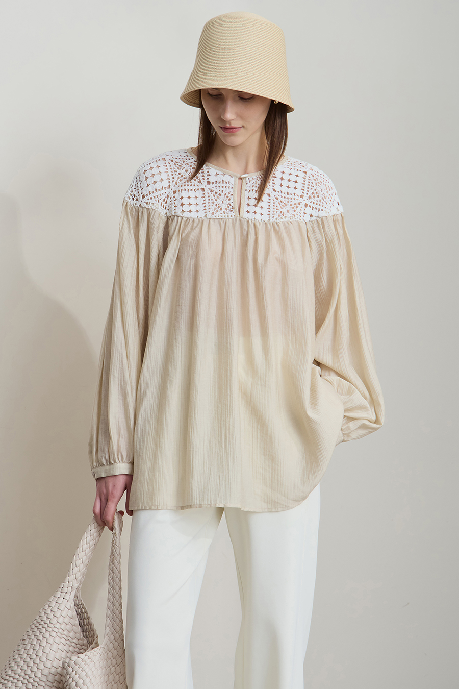 Crochet Lace Chiffon Blouse