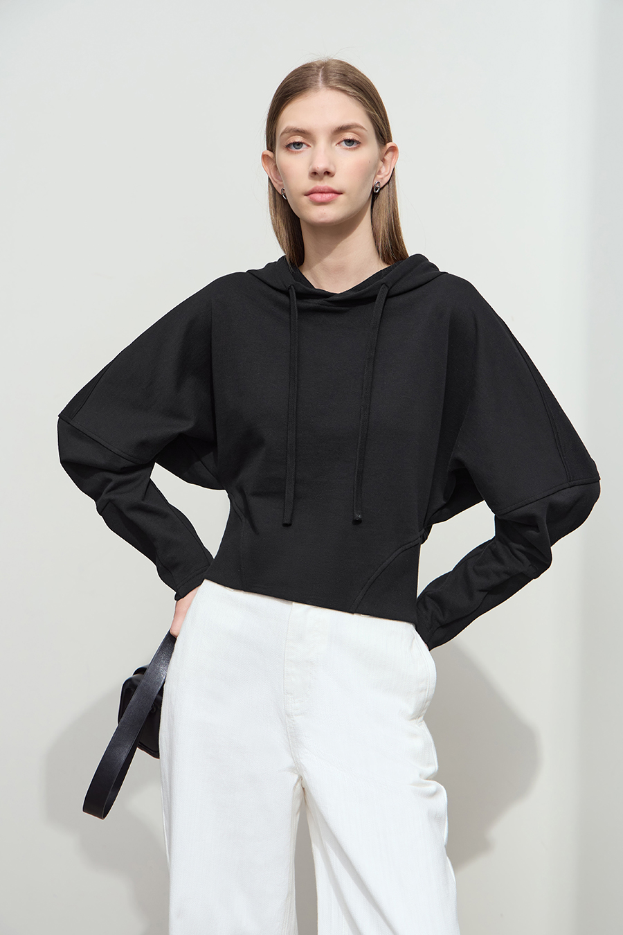 Hooded Embroidered Short Hoodie|AMII-AMII.com