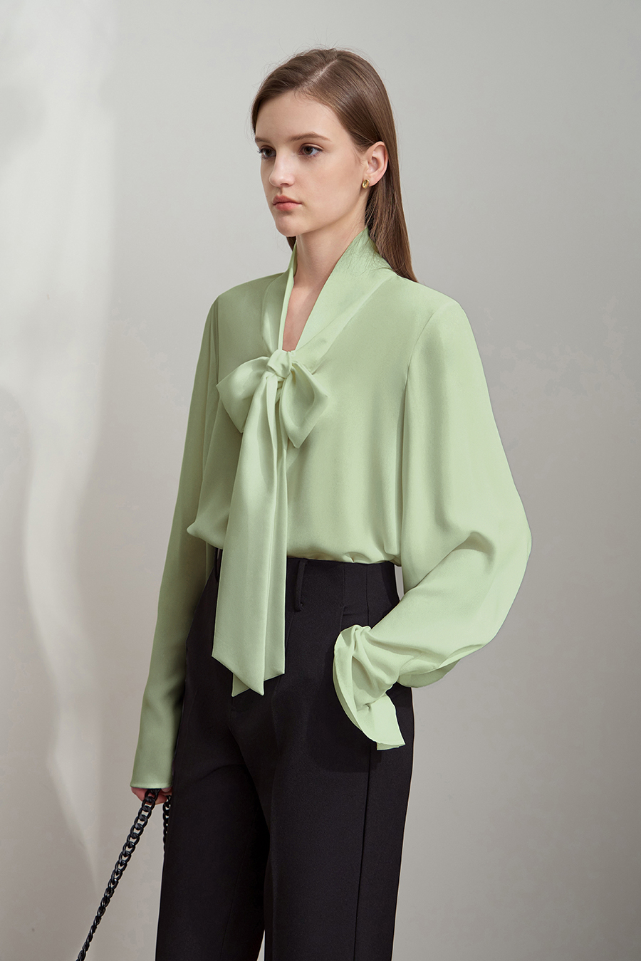 Loose Ribbon Chiffon Blouse|AMII-AMII.com