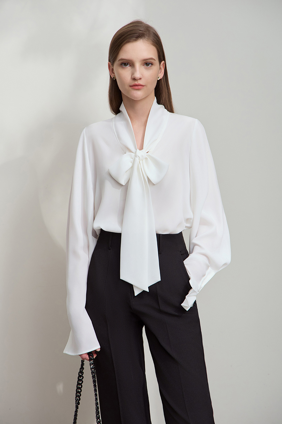 Loose Ribbon Chiffon Blouse|AMII-AMII.com