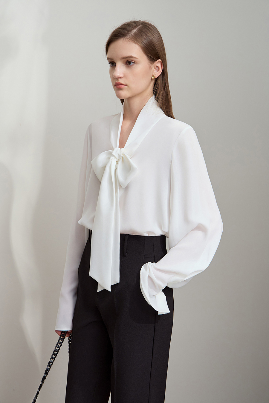 Loose Ribbon Chiffon Blouse|AMII-AMII.com