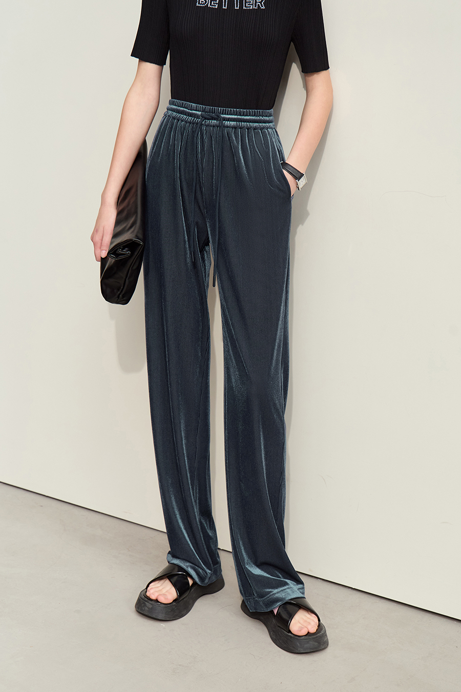 Stretchy Velvet Casual Pants