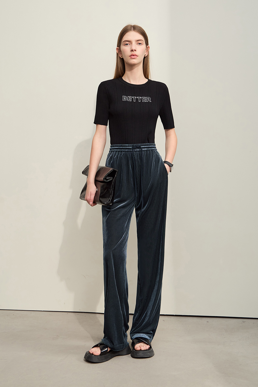 Stretchy Velvet Casual Pants