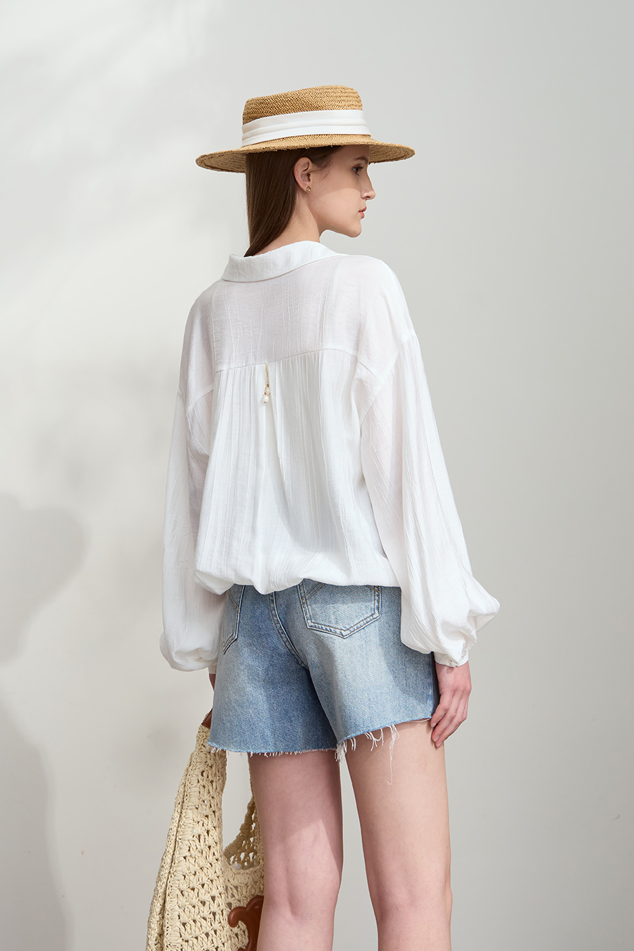 Pleated Textured Chiffon Blouse