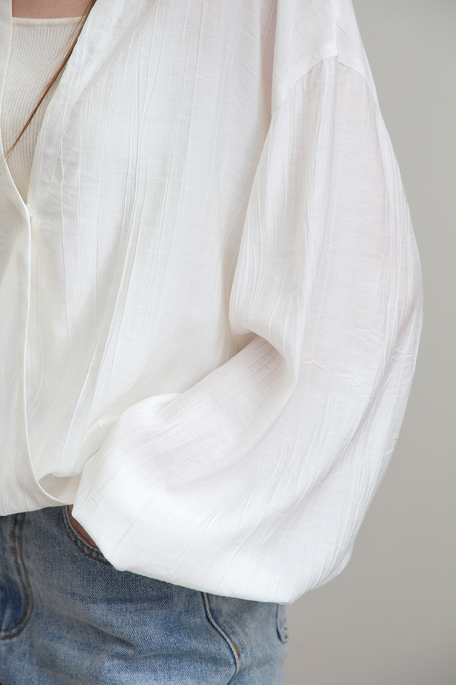 Pleated Textured Chiffon Blouse