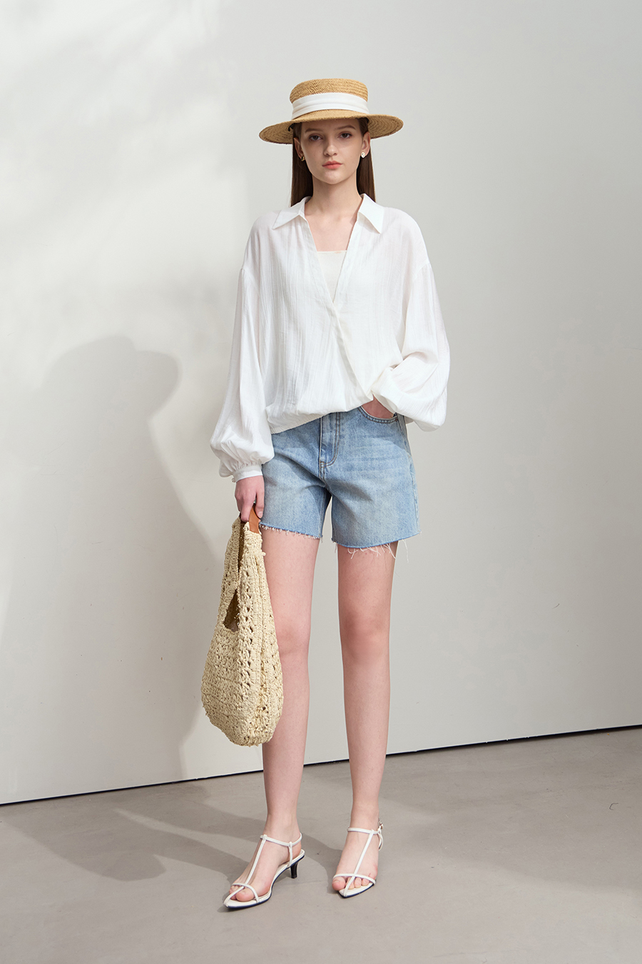 Pleated Textured Chiffon Blouse