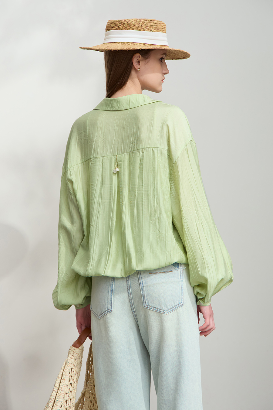 Pleated Textured Chiffon Blouse