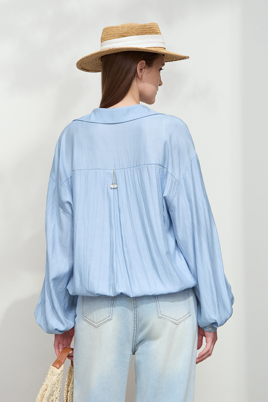 Pleated Textured Chiffon Blouse