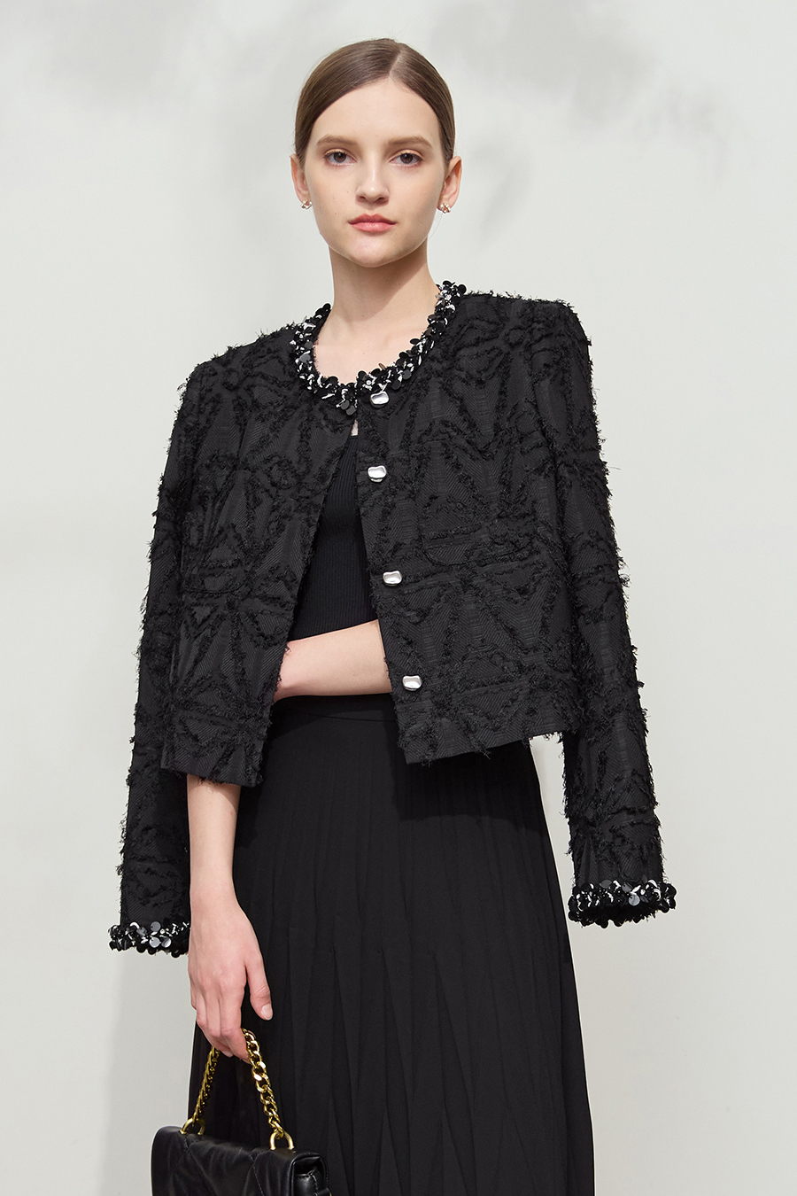 Sequin Trim Elegant Coat