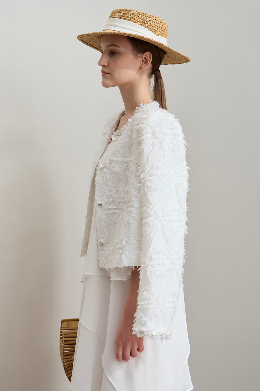 Sequin Trim Elegant Coat