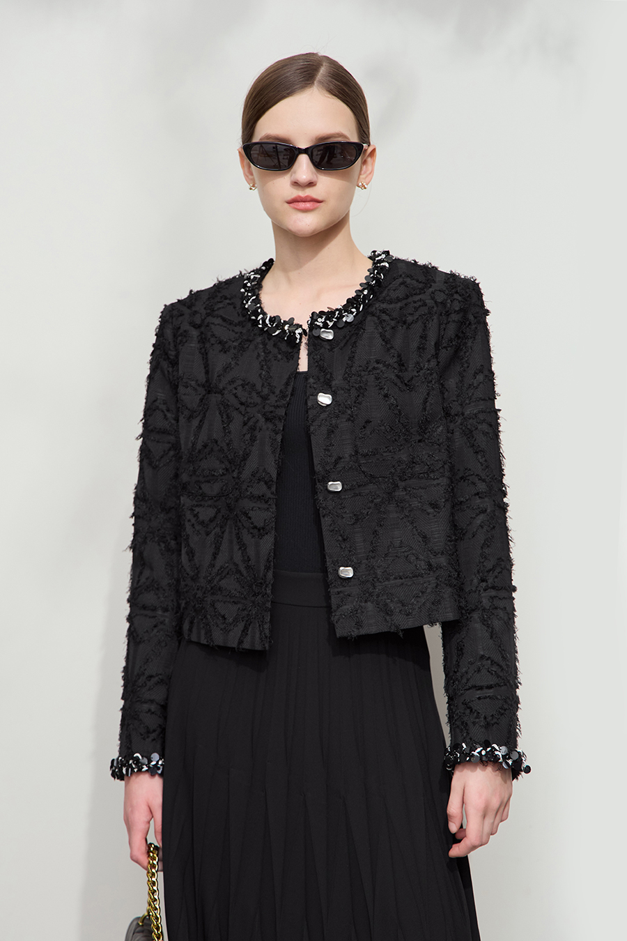 Sequin Trim Elegant Coat