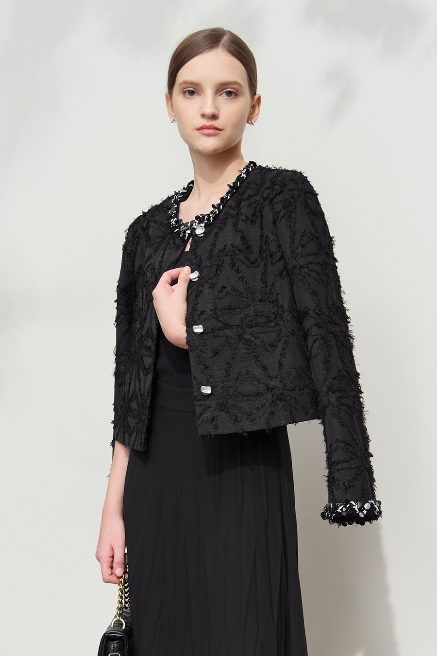 Sequin Trim Elegant Coat