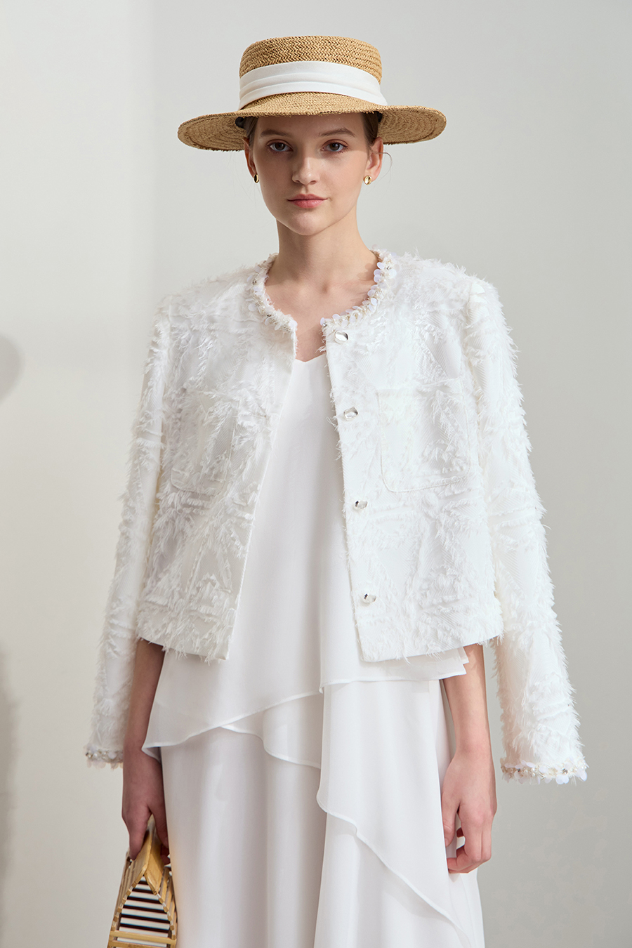 Sequin Trim Elegant Coat