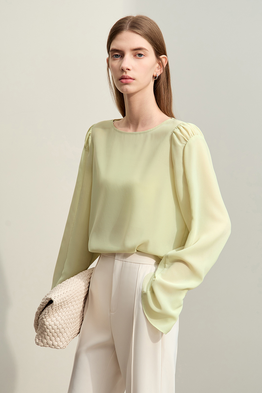 Convertible Bell Sleeve Chiffon Blouse