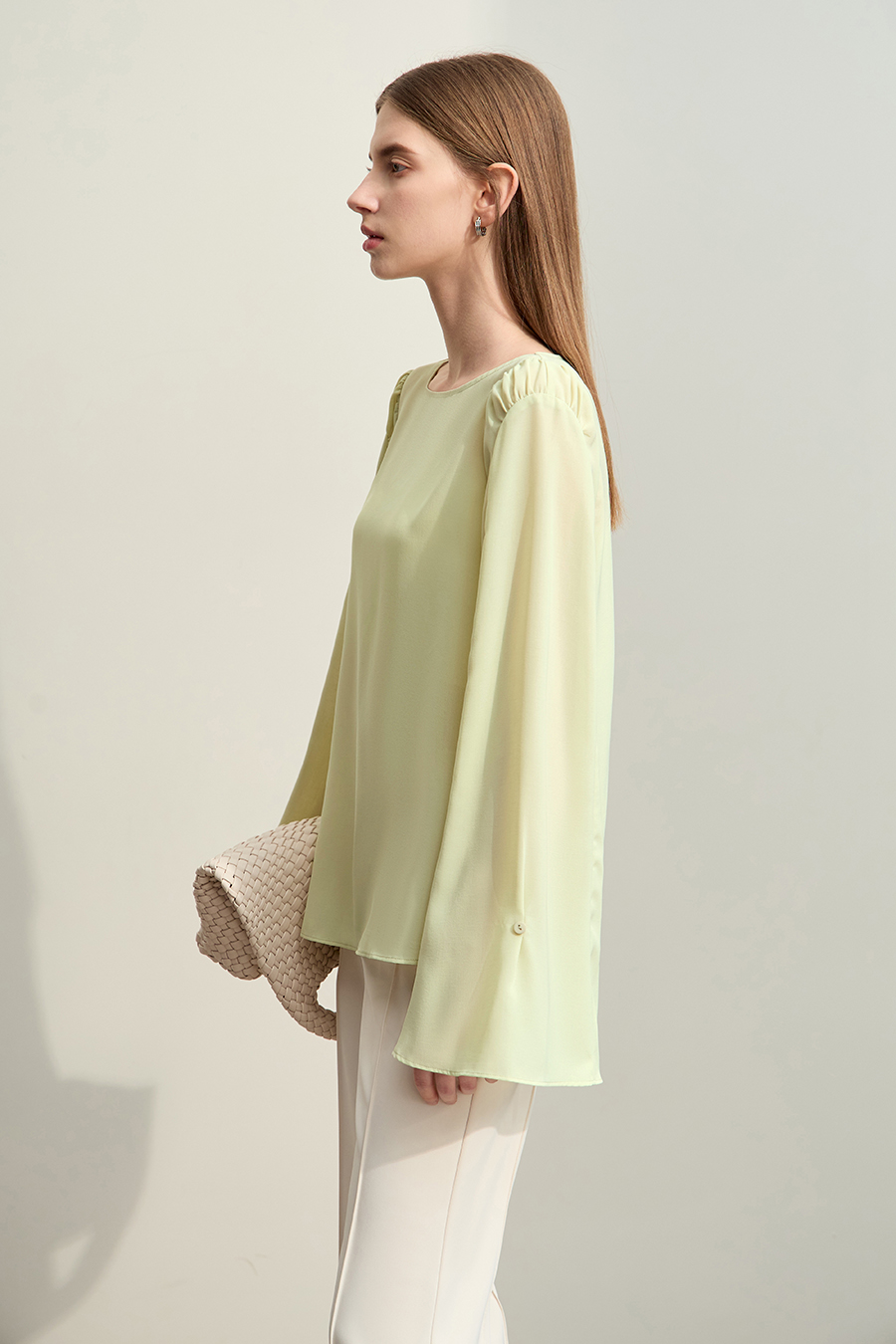 Convertible Bell Sleeve Chiffon Blouse
